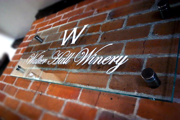 office sign for Walker Hall Winery