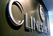 Brushed Metal office signs, installed on ceramic tiles wall