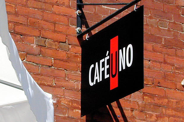 Outdoor hanging cafe wall sign banner
