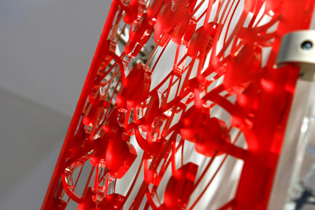 Decorative laser cut panel with cutouts and stainless steel mounting hardware for home and office decor - Art Signs Company.