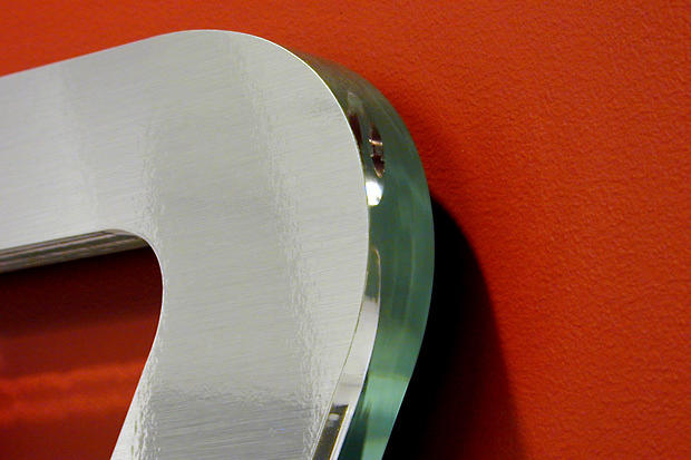 Close up of laser cut acrylic signage lettering for TSN lobby sign by - Art Signs Company