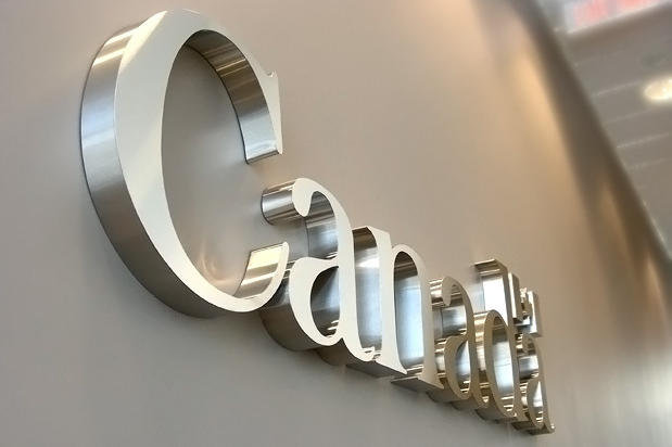 Art Signs office lobby signage & 3d metal sign installed in corporate office of Health Agency Canada