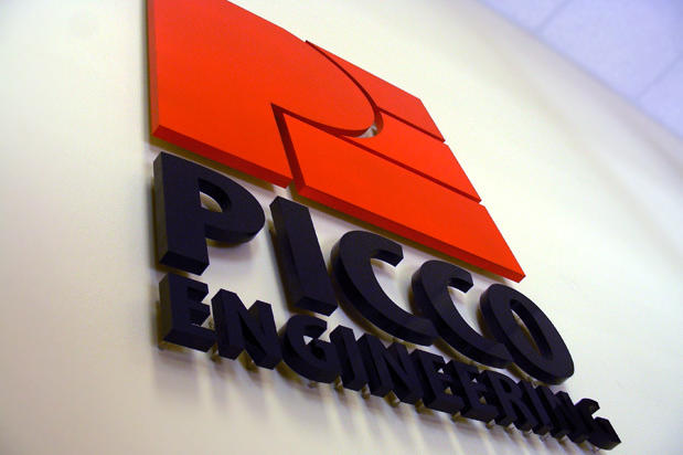Art signs office signage 3d metal sign installed in corporate office of Picco Engineering