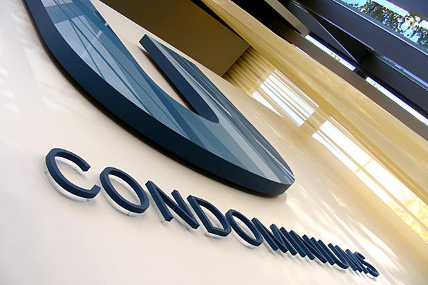 Thick foam looking MDF lobby signage for condominium reception waiting area