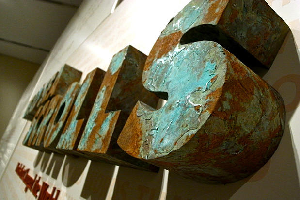 Dead Sea Scrolls ROM museum exchibit, 3D signs made with foam patina and rust finish