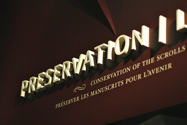 3d sign lettering made with foam for dead sea scrolls museum exhibit way finding directional signage