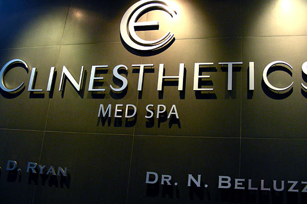 3D office sign brushed metal for medical spa business reception area wall