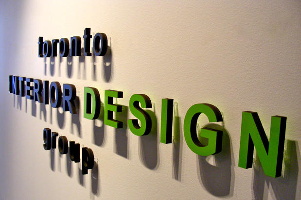 office sign 3d sign different angle Toronto Interior Design Group