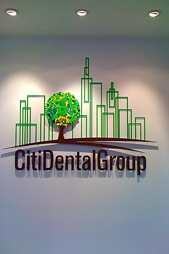 Beautiful and unique design - 3d corporate office reception area sign for City Dental Group New York USA