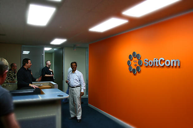 wall 3d mirror mirror office 3d sign for Softcom Inc.- Email and Web Hosting services, Also myhosting.com, mail2web.com