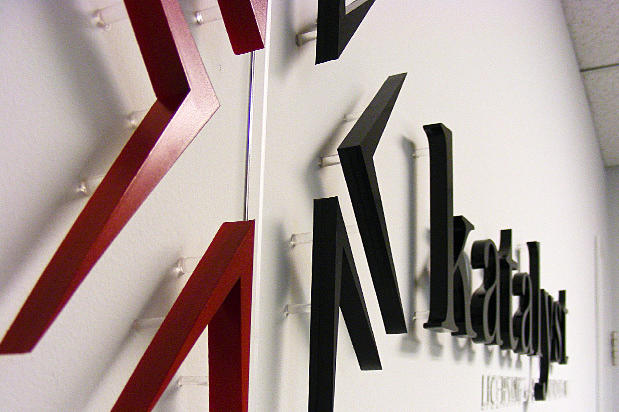 Custom Made office business corporations - Bluewater condominiums corporate logo sign made by Art Signs in Oakville location