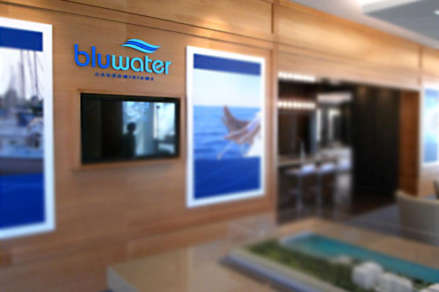 Custom Made office business corporations - Bluewater condominiums corporate logo sign made by Art Signs in Oakville location
