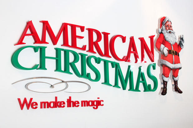 American Christmas corporate logo sign