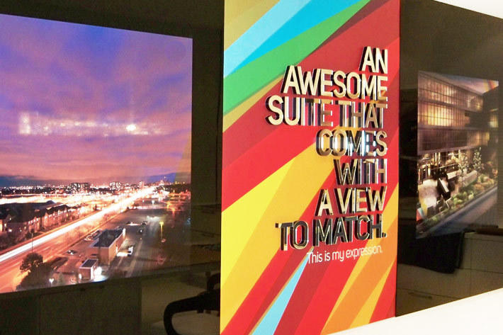 feature wall signs condo showroom