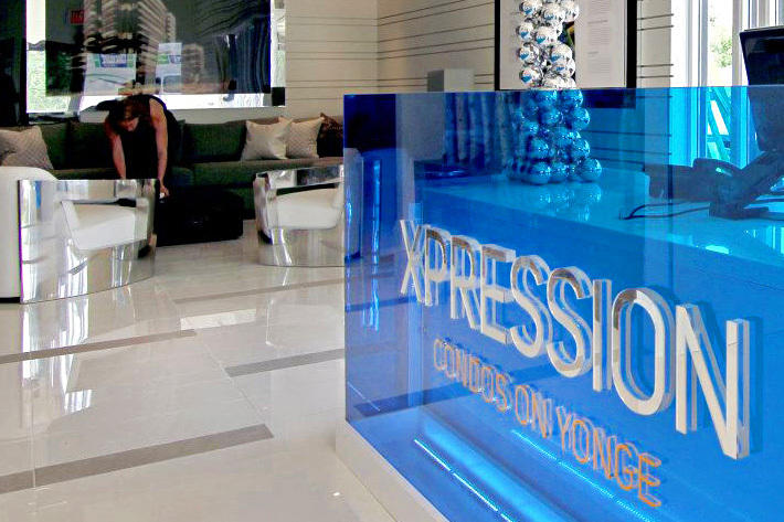 feature wall signs condo showroom