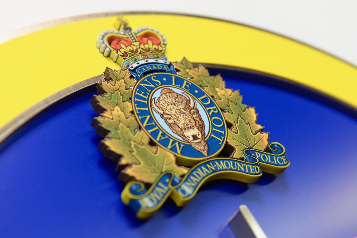 3D logo sign of Royal Canadian Mounted Police Heraldic Badge