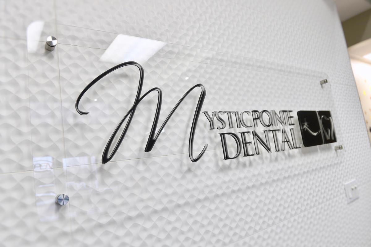 Dental Office Acrylic Panel Sign with Dimensional Letters in Frosted Black Finish