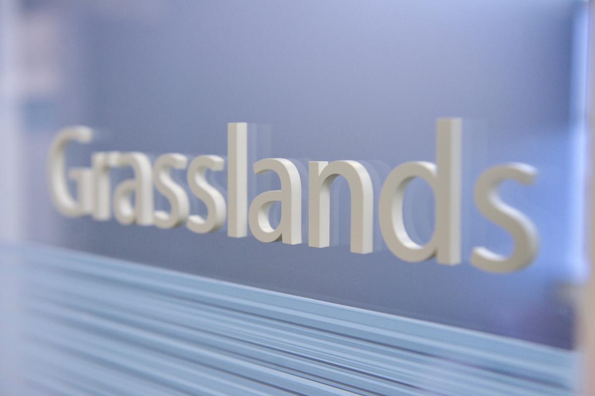 Door Sign 3D Letters Mounted On Glass Grasslands