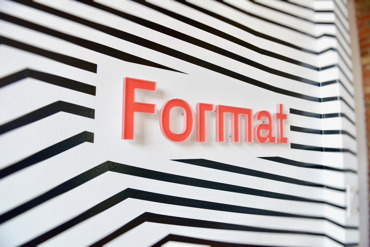 Door Sign with Frosted Red Acrylic Letters Format