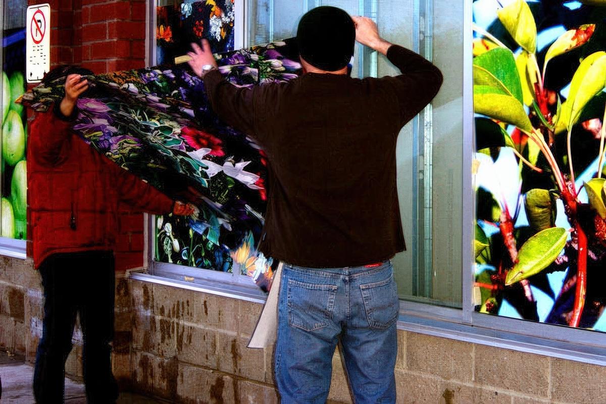 Custom printed vinyl window graphics for Whole Foods Market Oakville storefront.