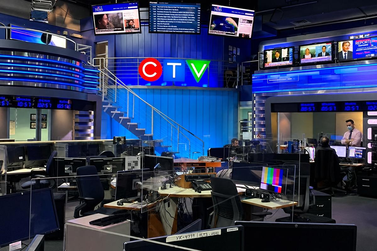 CTV illuminated sign installed inside a newsroom studio
