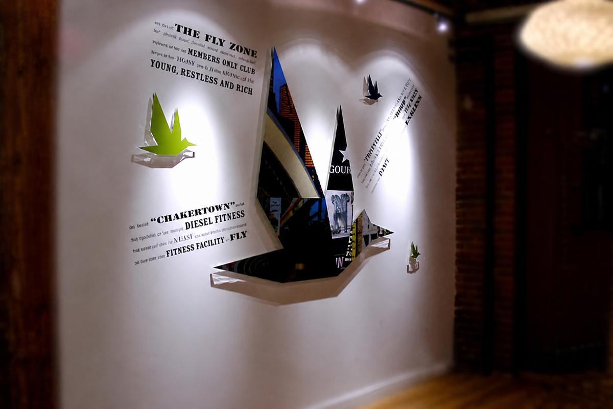 FLY Condos printed acrylic display with wall film graphics in Toronto