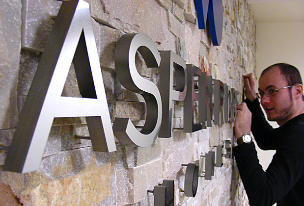Corporate sign. Three-dimensional Light Letters for Signage. Raised Letters. Artsign.