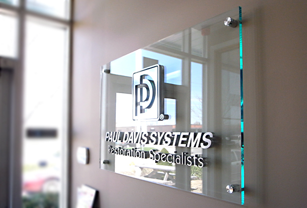 Brushed metal substitute acrylic sign with spacers on the… | ArtSigns®